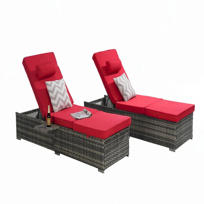 Lot de 2 chaises longues d'extérieur