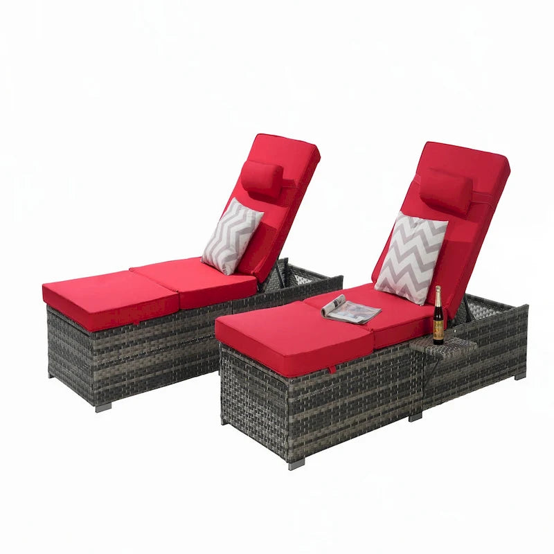 Lot de 2 chaises longues d'extérieur