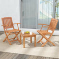 Gymax Ensemble de bistrot de patio 3 pièces en bois d'eucalyptus avec 2 fauteuils pliants