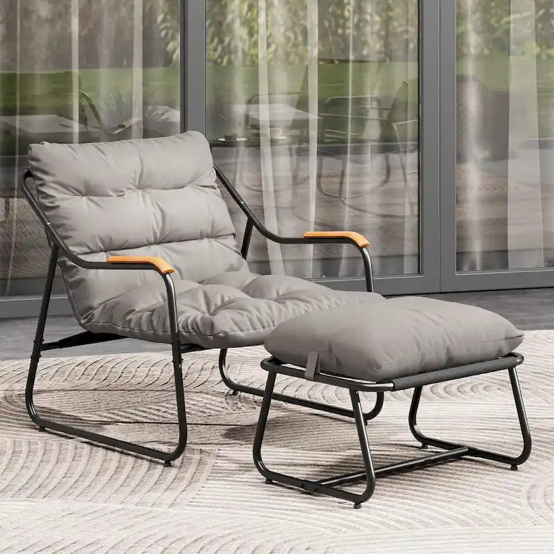 Moasis Chaise longue d'extérieur avec ottoman et appui-tête en mousse