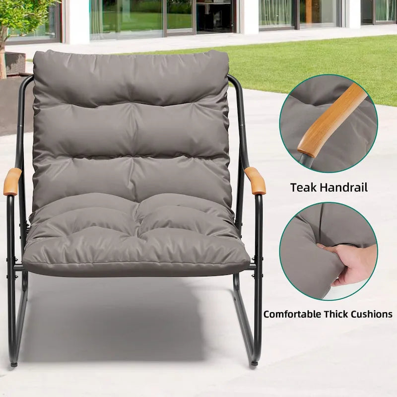 Moasis Chaise longue d'extérieur avec ottoman et appui-tête en mousse