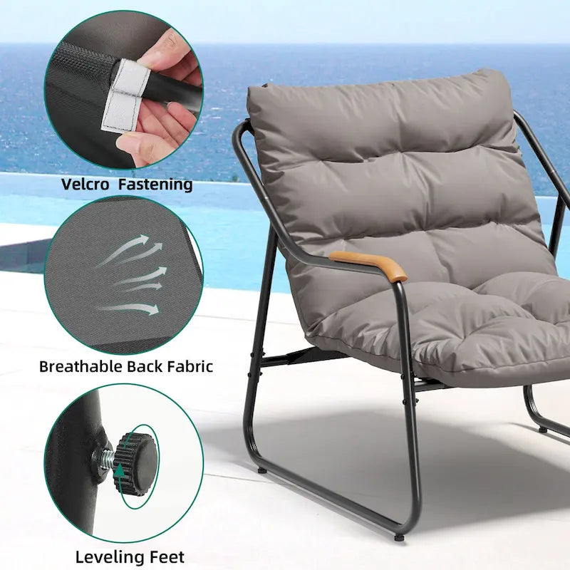 Moasis Chaise longue d'extérieur avec ottoman et appui-tête en mousse