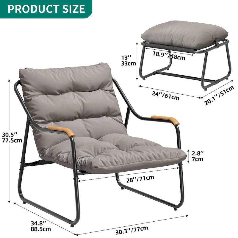Moasis Chaise longue d'extérieur avec ottoman et appui-tête en mousse