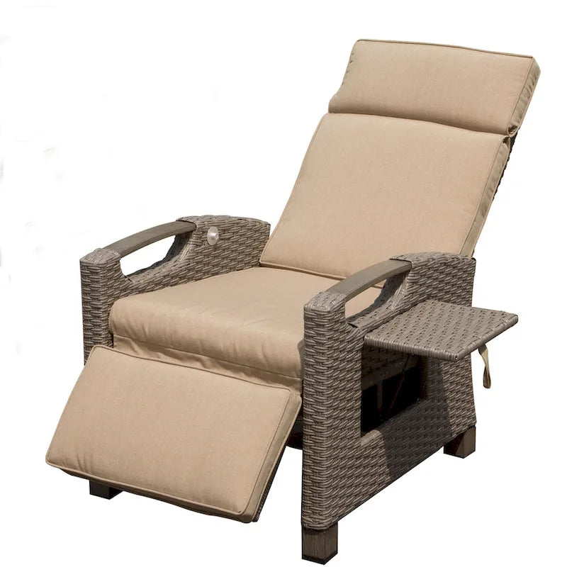 GDFStudio - Chaise longue inclinable d'extérieur Emery avec table pliante et coussins épais