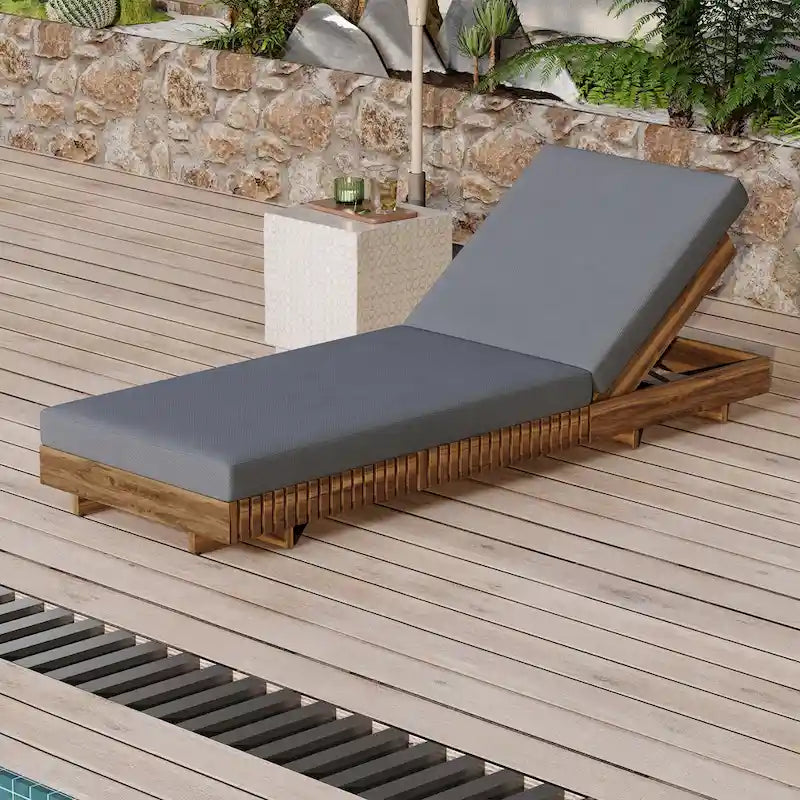 Chaise longue d'extérieur, bois d'acacia massif
