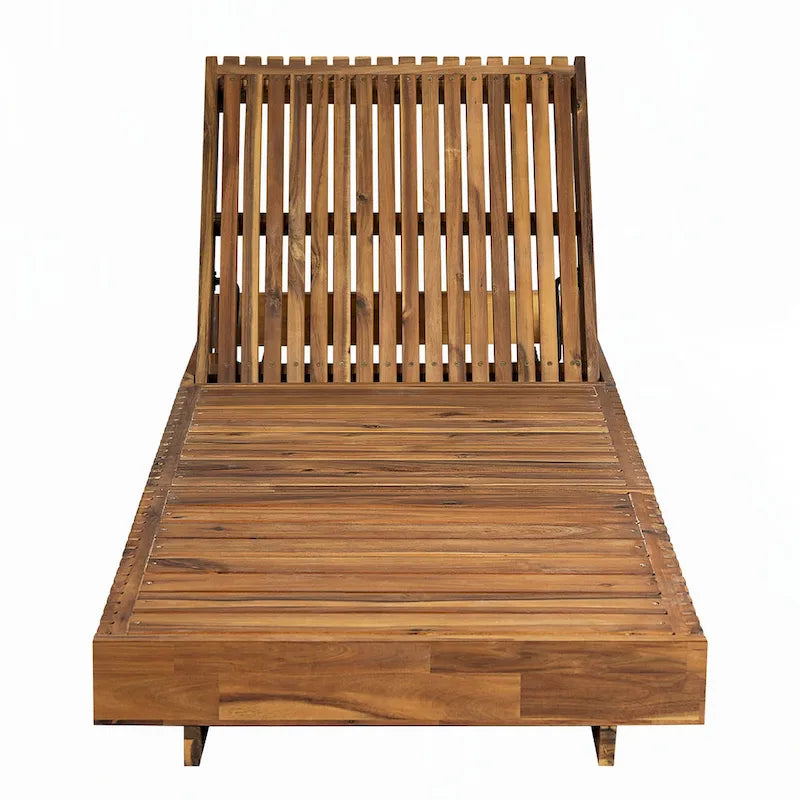 Chaise longue d'extérieur, bois d'acacia massif