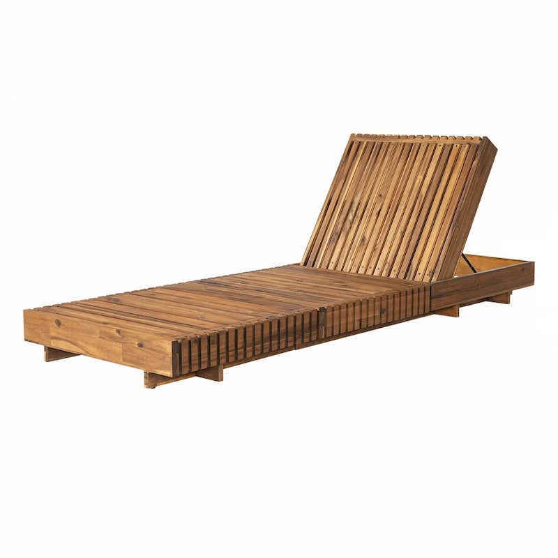 Chaise longue d'extérieur, bois d'acacia massif