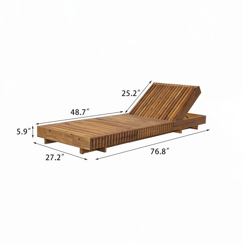 Chaise longue d'extérieur, bois d'acacia massif