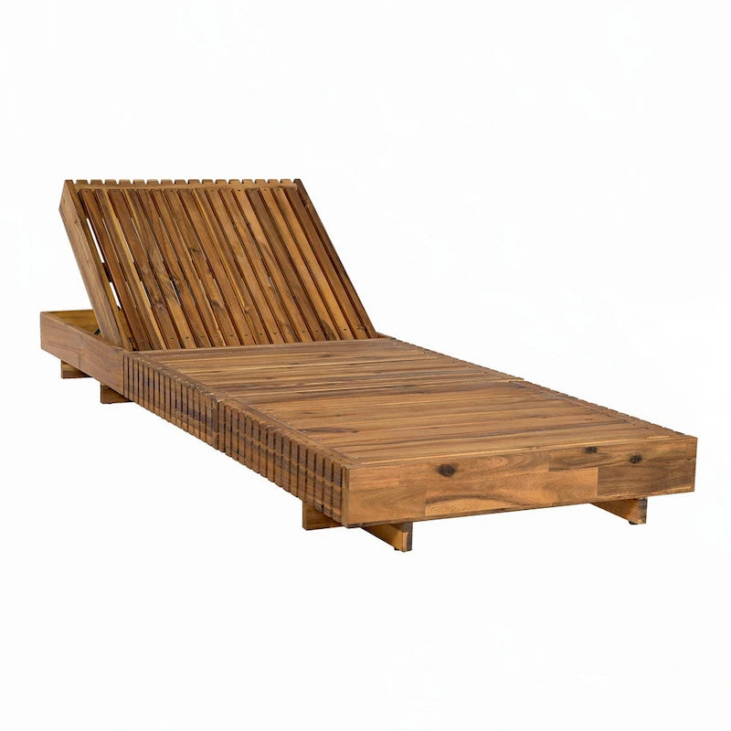Chaise longue d'extérieur, bois d'acacia massif
