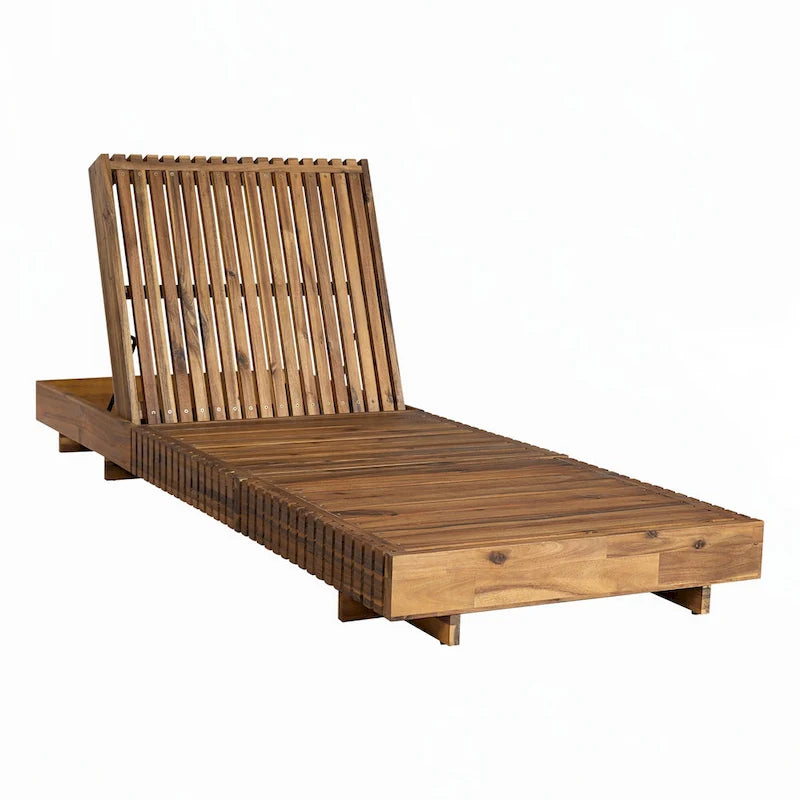 Chaise longue d'extérieur, bois d'acacia massif