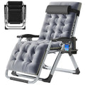Fauteuil inclinable zéro gravité haut de gamme – Chaise longue d'extérieur pliable réglable avec coussin, appui-tête et tablette amovibles pour patio/pelouse