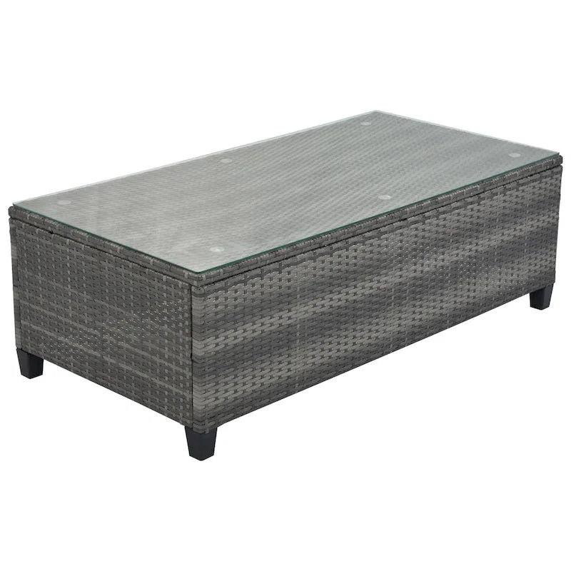 Ensemble de canapé d'extérieur demi-lune sectionnel en osier 8 pièces avec table basse rectangulaire