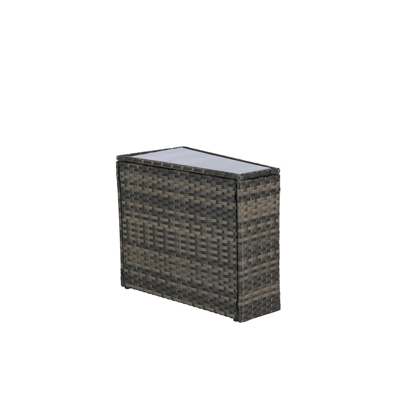 Ensemble de canapé modulaire d'extérieur semi-circulaire 11 pièces avec table basse en verre trempé et 4 tables d'appoint