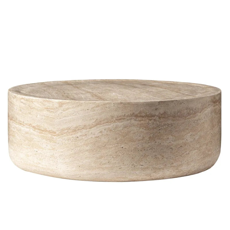 Table basse ronde Sandy en fibre de pierre pour intérieur et extérieur – Table d'appoint moderne – 27,9 cm H x 80 cm l x 80 cm P
