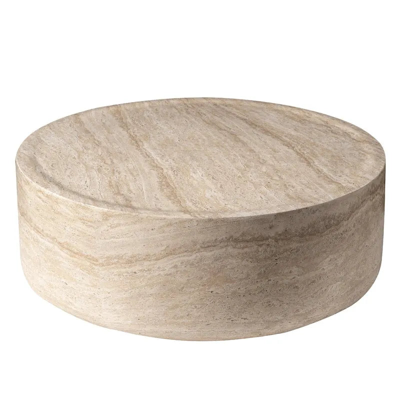 Table basse ronde Sandy en fibre de pierre pour intérieur et extérieur – Table d'appoint moderne – 27,9 cm H x 80 cm l x 80 cm P