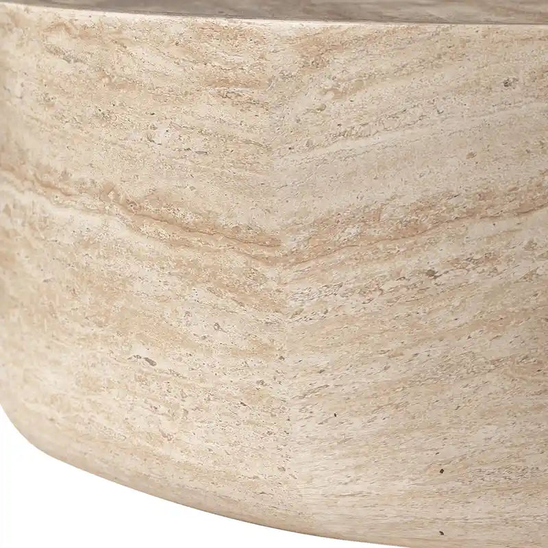 Table basse ronde Sandy en fibre de pierre pour intérieur et extérieur – Table d'appoint moderne – 27,9 cm H x 80 cm l x 80 cm P