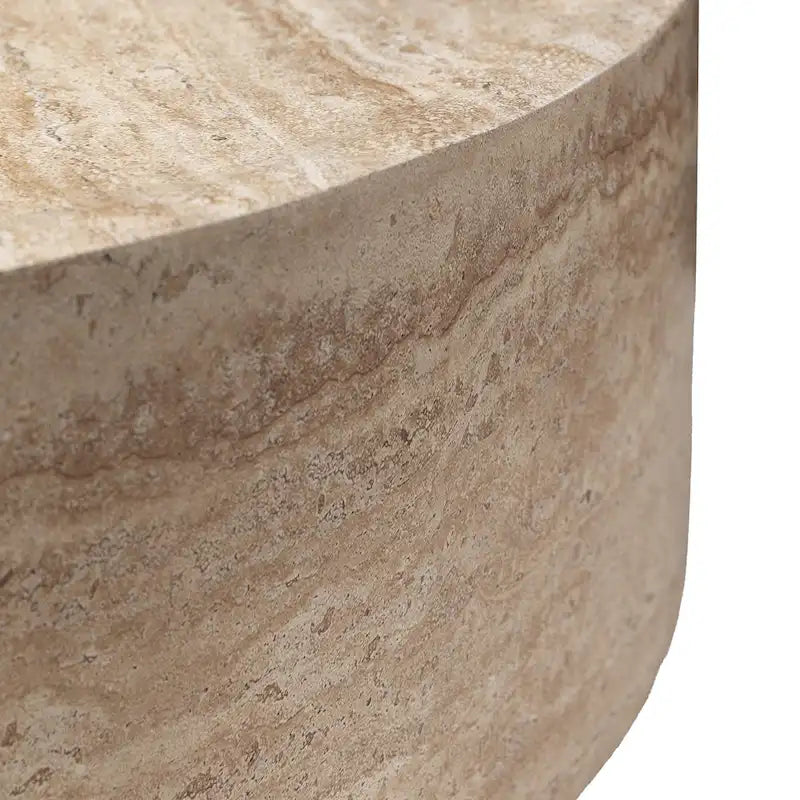 Table basse ronde Sandy en fibre de pierre pour intérieur et extérieur – Table d'appoint moderne – 27,9 cm H x 80 cm l x 80 cm P