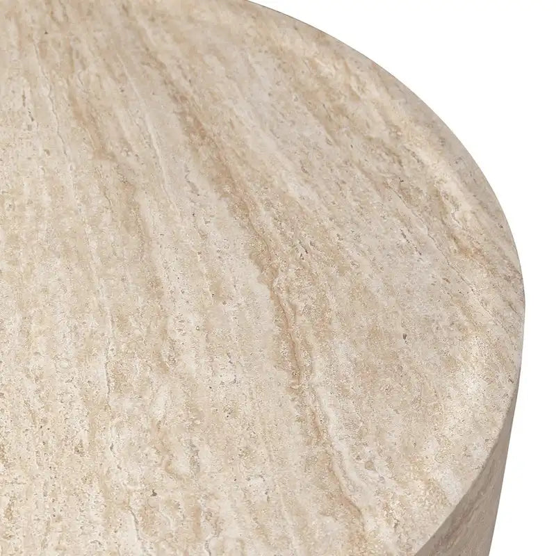 Table basse ronde Sandy en fibre de pierre pour intérieur et extérieur – Table d'appoint moderne – 27,9 cm H x 80 cm l x 80 cm P