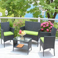 Ensemble de mobilier de patio en osier avec causeuse, fauteuils et table - Canapé d'extérieur en osier avec coussins pour patio