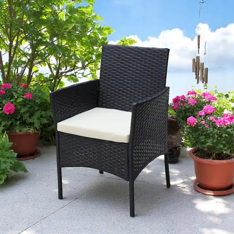 Ensemble de mobilier de patio en osier avec causeuse, fauteuils et table - Canapé d'extérieur en osier avec coussins pour patio