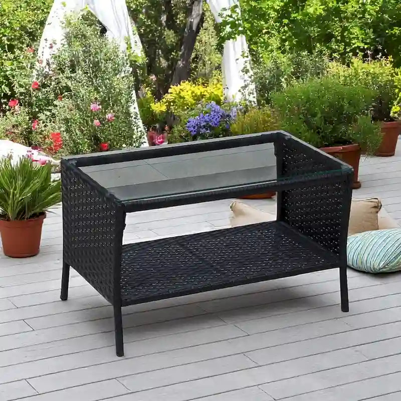 Ensemble de mobilier de patio en osier avec causeuse, fauteuils et table - Canapé d'extérieur en osier avec coussins pour patio