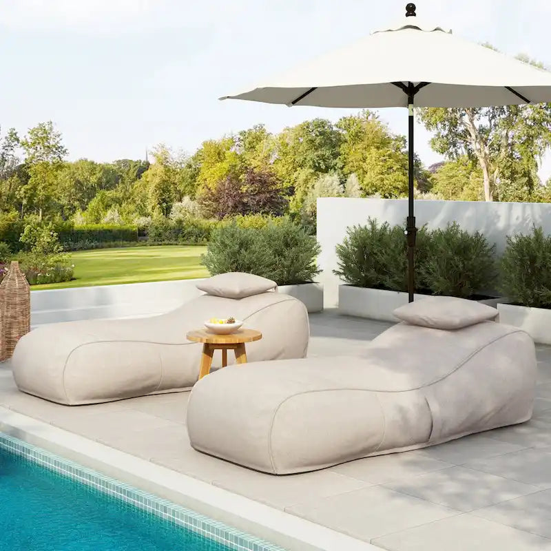 Christopher Knight Home - Lot de 2 chaises longues d'extérieur Ardent Foam en forme de pouf