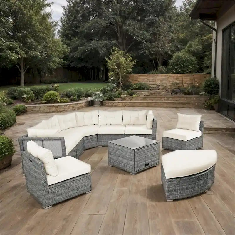 Ensemble de meubles de patio en rotin avec coussins et table basse