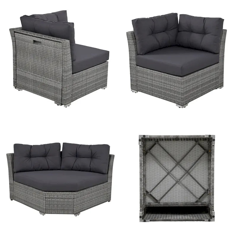 Ensemble de meubles de patio en rotin avec coussins et table basse