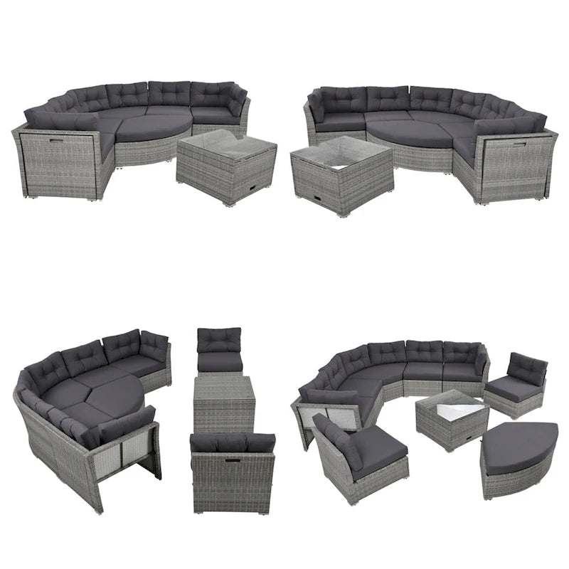 Ensemble de meubles de patio en rotin avec coussins et table basse
