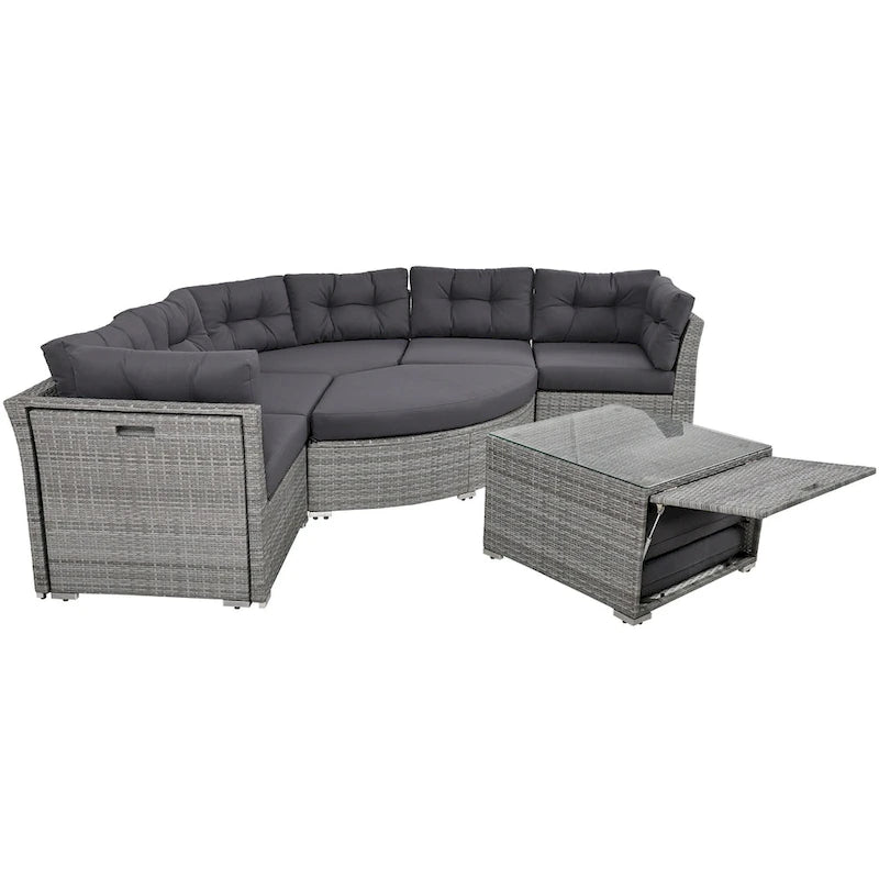 Ensemble de meubles de patio en rotin avec coussins et table basse