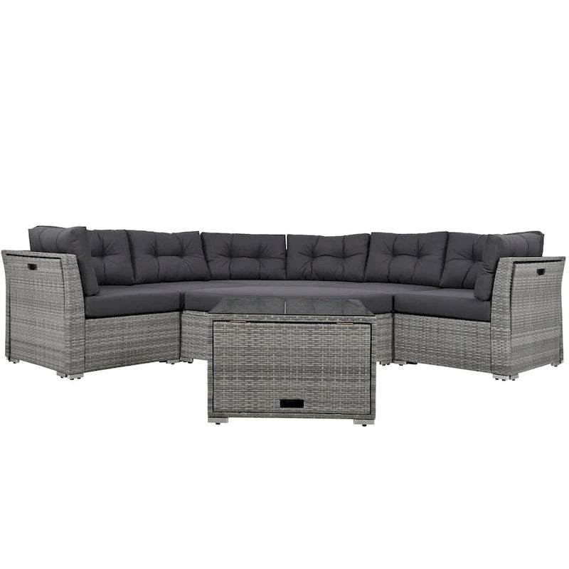 Ensemble de meubles de patio en rotin avec coussins et table basse