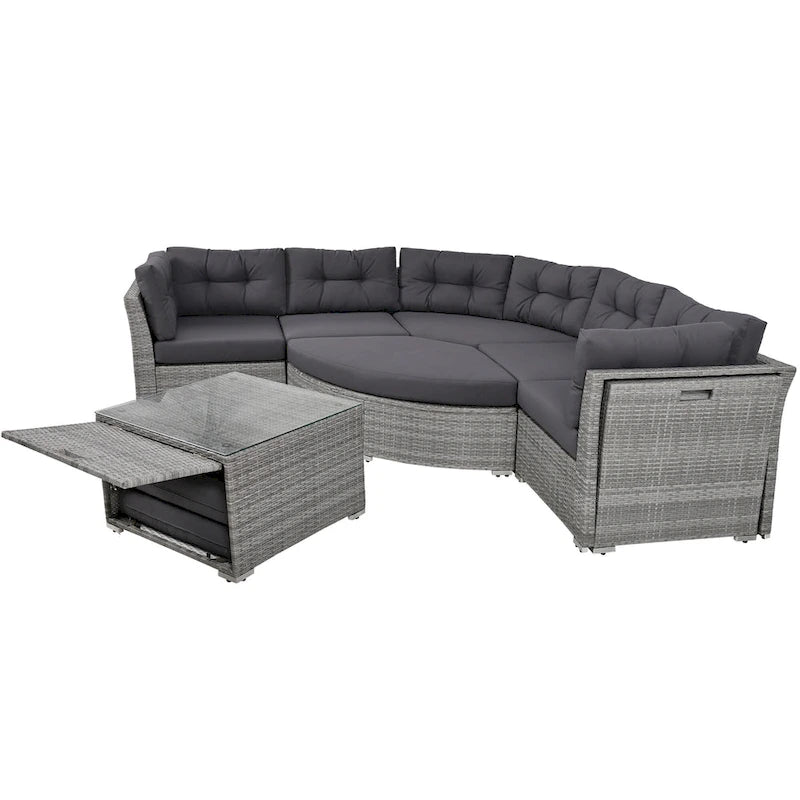 Ensemble de meubles de patio en rotin avec coussins et table basse