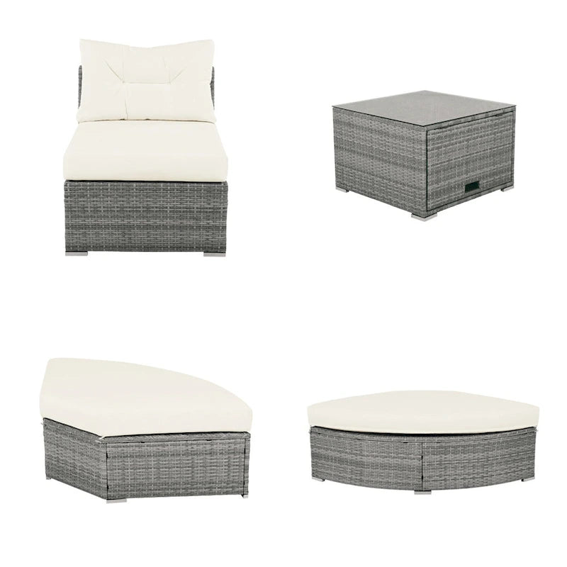 Ensemble de meubles de patio en rotin avec coussins et table basse