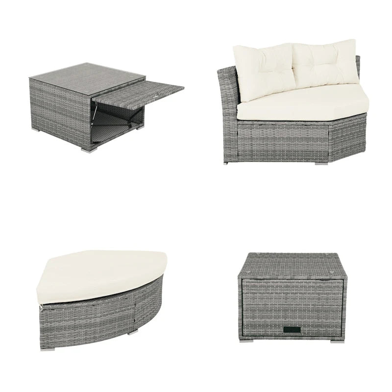 Ensemble de meubles de patio en rotin avec coussins et table basse