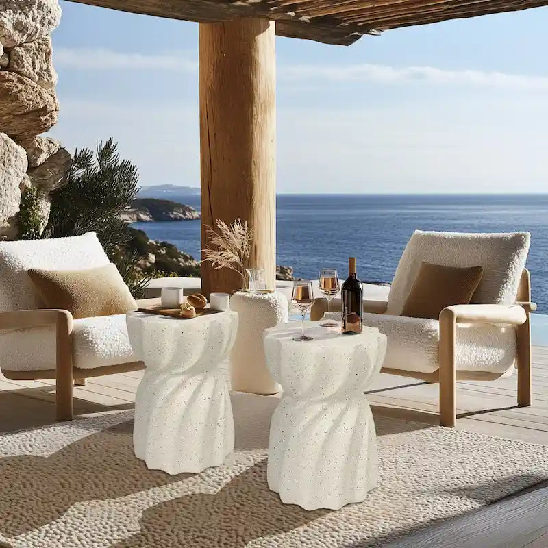 Table d'appoint de terrasse fantaisie en béton léger