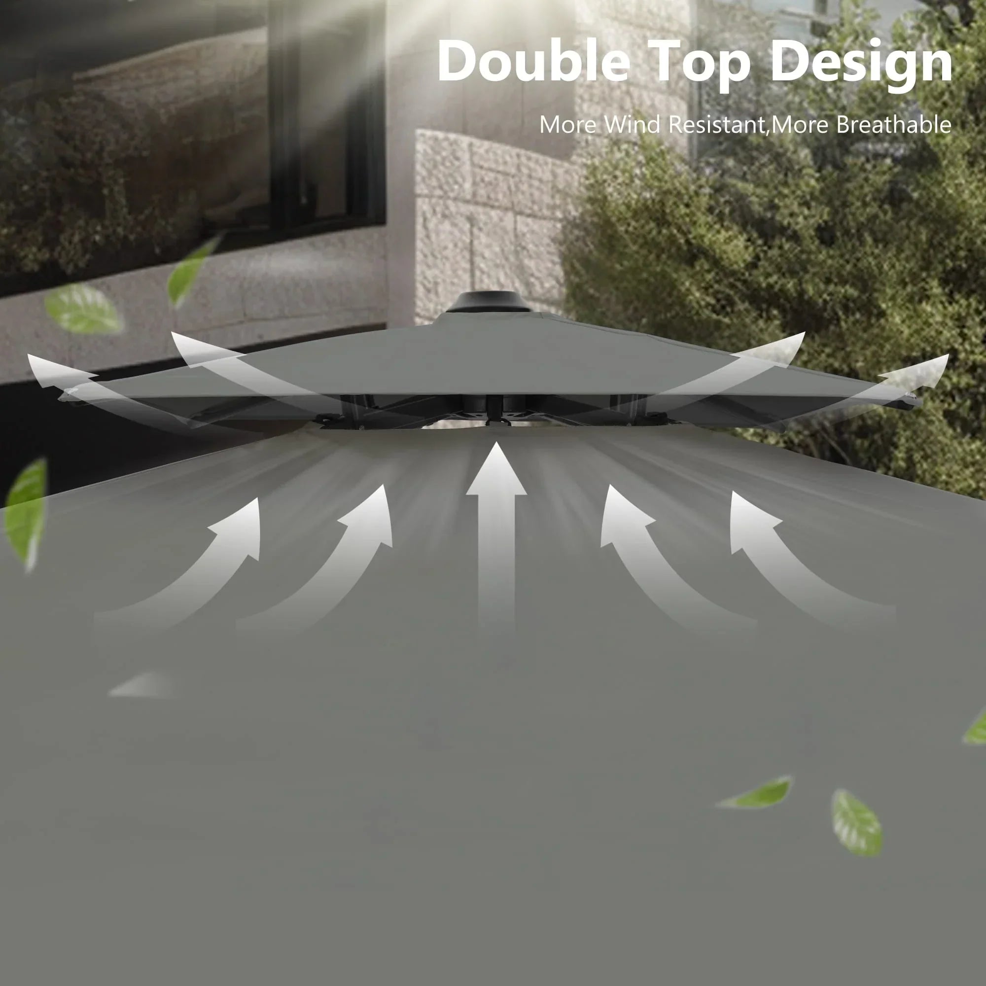 MAISON ARTS Parasol déporté hydraulique automatique 3,6 m avec mât en aluminium et rotation à 360 degrés