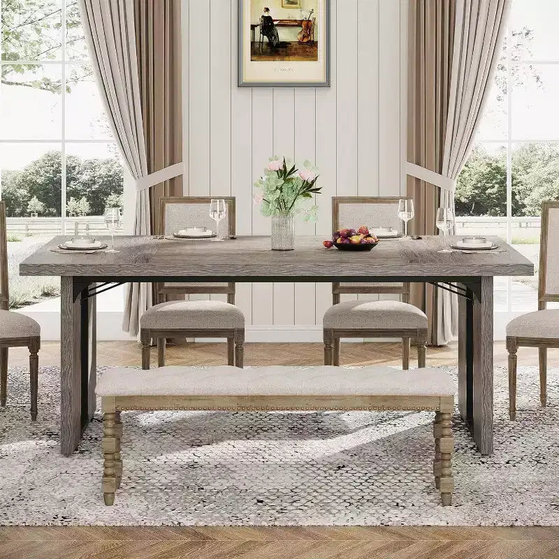 Table de salle à manger rectangulaire 180 cm, Gris