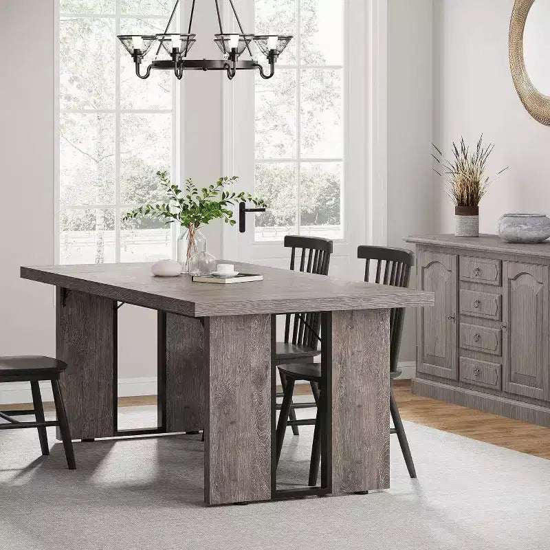 Table de salle à manger rectangulaire 180 cm, Gris
