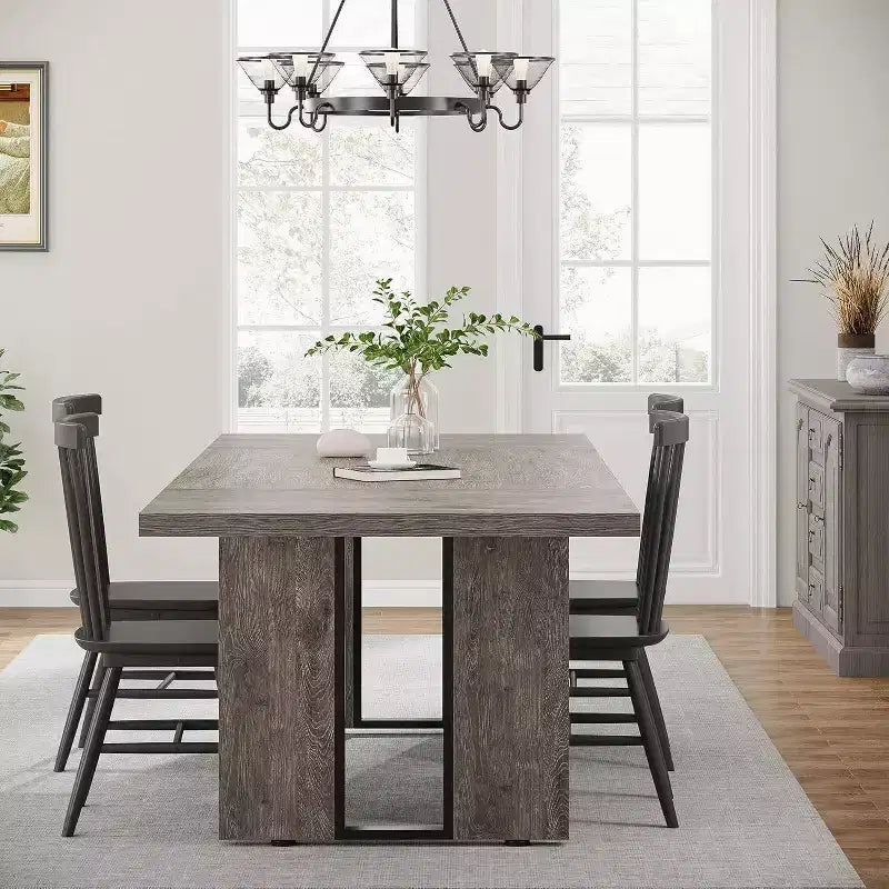 Table de salle à manger rectangulaire 180 cm, Gris