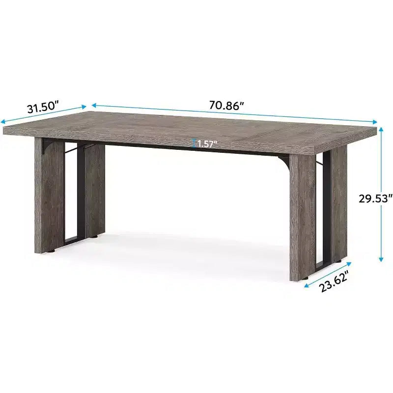 Table de salle à manger rectangulaire 180 cm, Gris