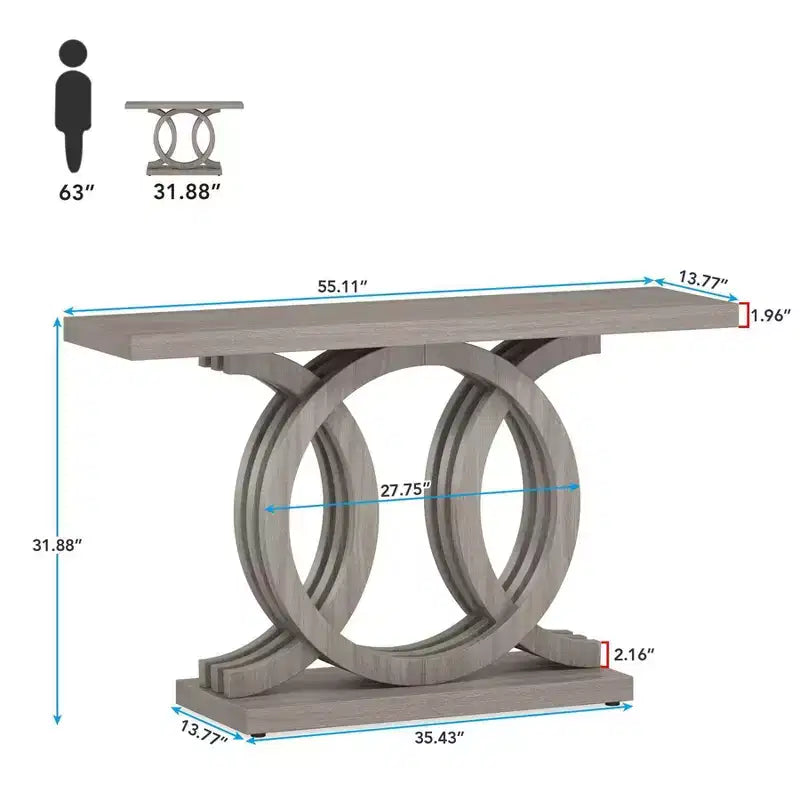 Table console de ferme 55", Grise