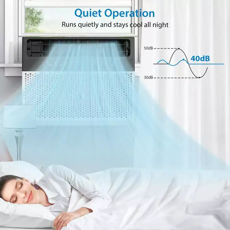 Climatiseur de fenêtre intelligent Acekool 6 000 BTU, climatiseur de pièce Wi-Fi avec télécommande, refroidissement silencieux pour pièces jusqu'à 23 m²