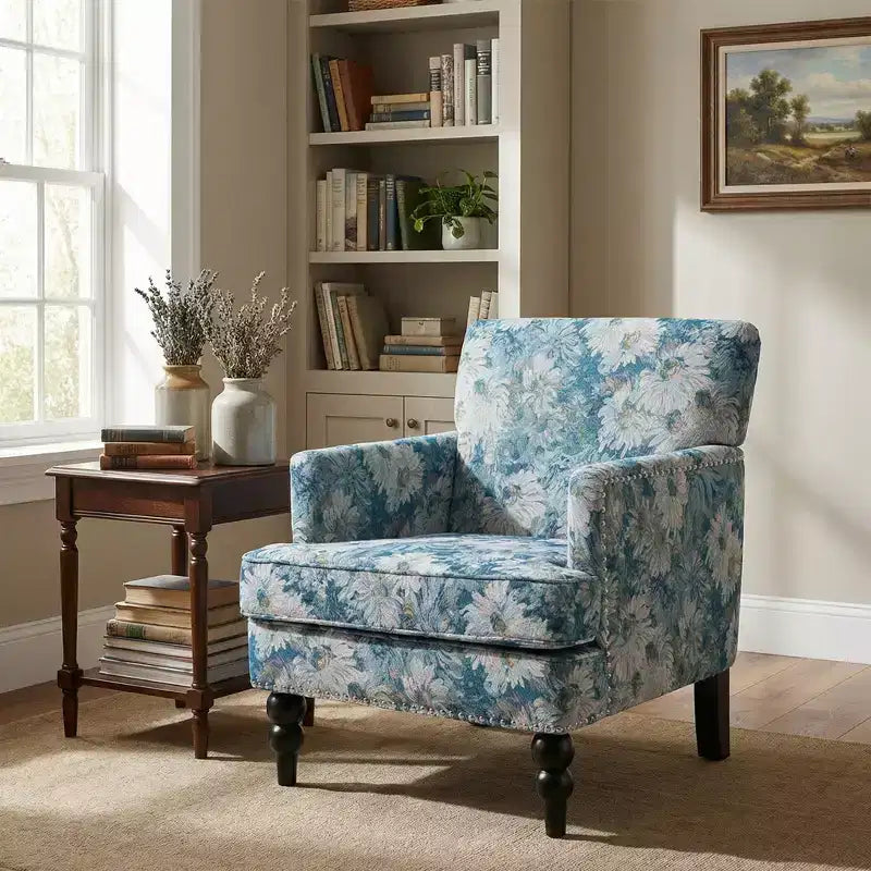 Fauteuil club contemporain Harrison Christopher Knight Home en tissu avec garniture cloutée