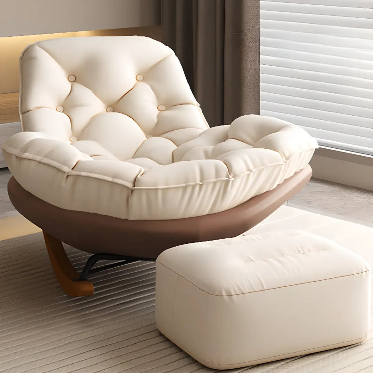 Fauteuil à bascule scandinave rembourré avec ottoman en option