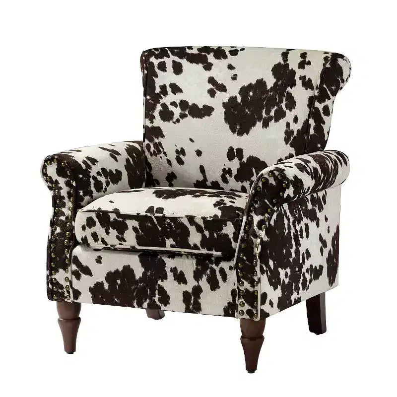 Fauteuil en bois traditionnel Araceli, rembourré à motifs floraux, avec dossier à oreilles et garniture cloutée | ART OF LIVING DESIGNS