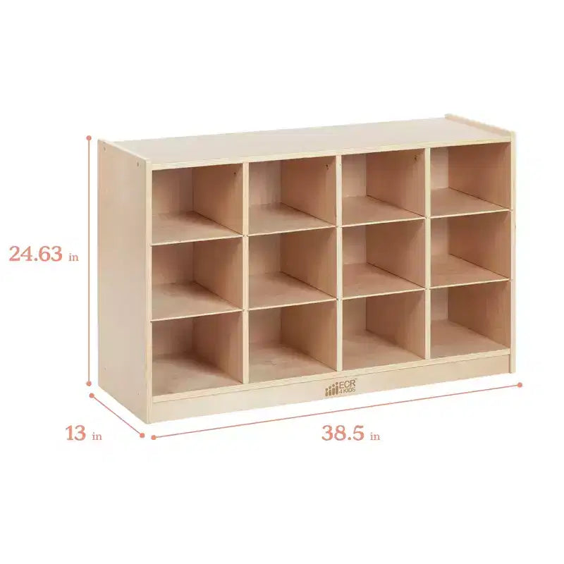 Meuble de rangement à roulettes Cubby avec 15 bacs à ouverture frontale, 3x4, Meuble pour enfants