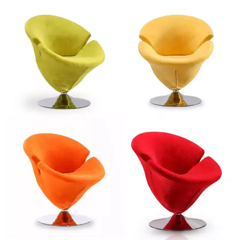 Manhattan Comfort Lot de 4 Chaises d'appoint pivotantes Tulip Orange/Jaune : Revêtement en velours, Aucun assemblage requis