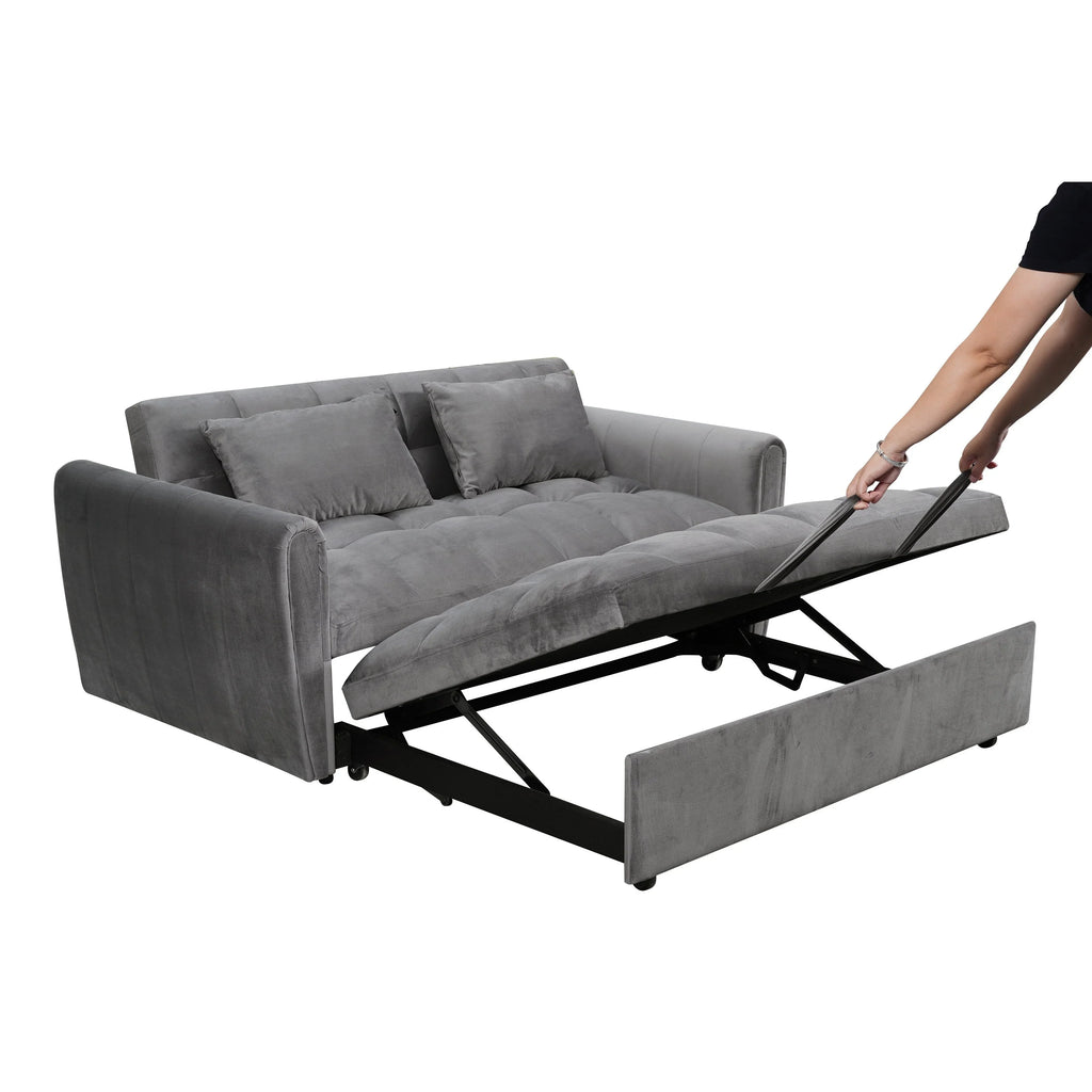 64,96 Canapé-lit convertible 3-en-1 en velours avec dossier réglable, poche de rangement et capacité de poids de 227 kg