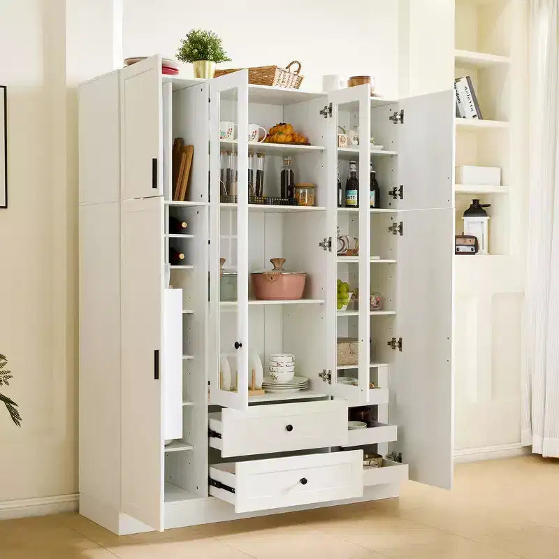 Garde-manger de cuisine autoportant Whisen 71''H, grand buffet de salle à manger avec 6 portes et étagères réglables