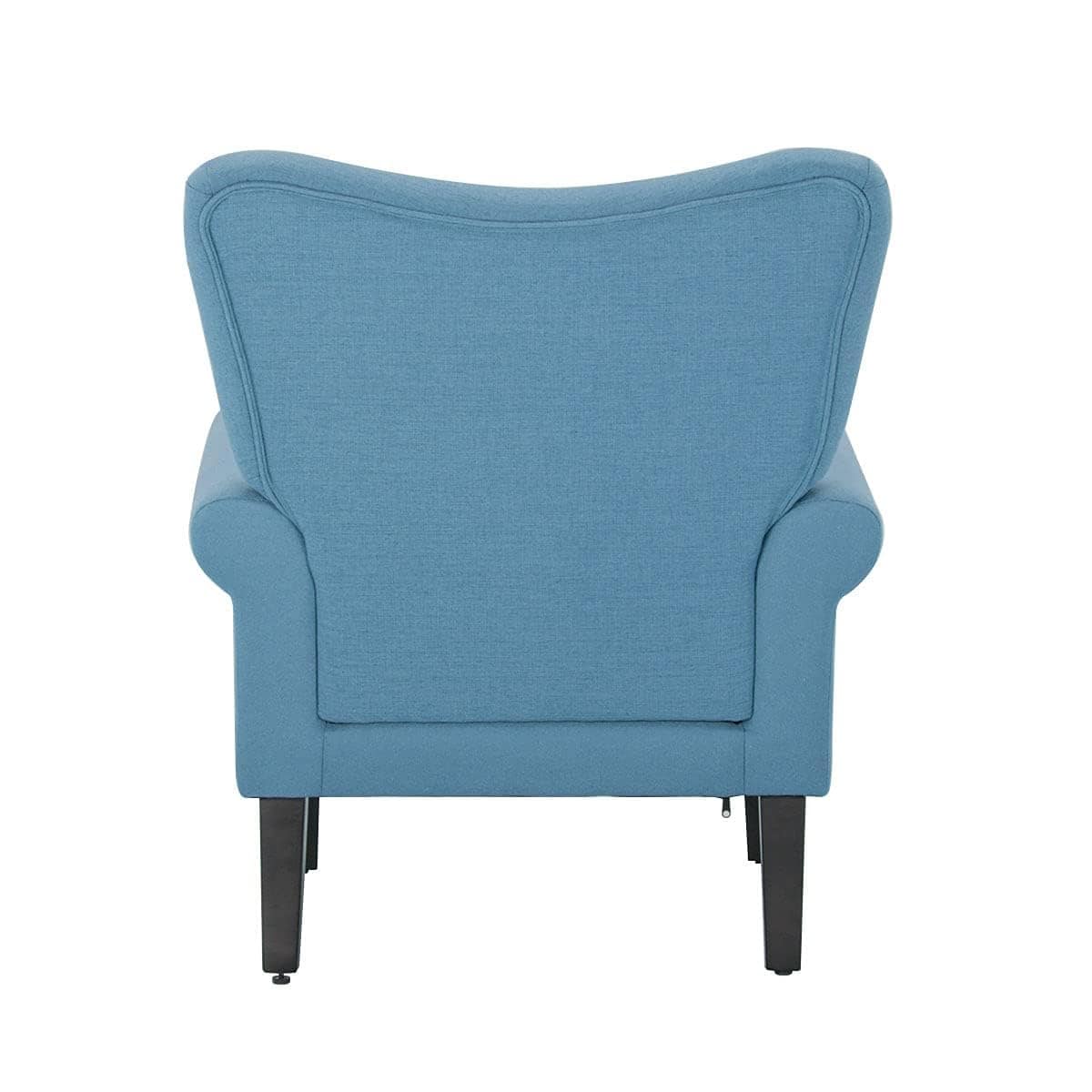 Fauteuil d'appoint moderne Erommy, fauteuil à dossier haut, canapé simple en tissu rembourré avec boutons et pieds en bois pour salon